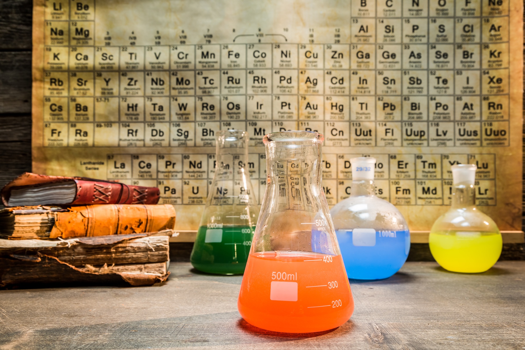 Vintage chemical lab with books